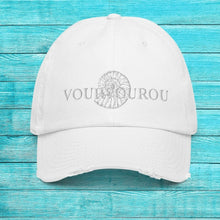 Load image into Gallery viewer, A perfectly understated summer baseball hat with white on white embroidery. Flows seamlessly with the Greek summer lifestyle. Chill on the beach, sail the Aegean, sip your iced coffee. Each hat is individually embroidered in Europe when you order.