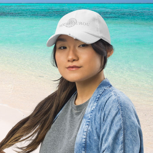 A perfectly understated summer baseball hat with white on white embroidery. Flows seamlessly with the Greek summer lifestyle. Chill on the beach, sail the Aegean, sip your iced coffee.  Each hat is individually embroidered in Europe when you order.